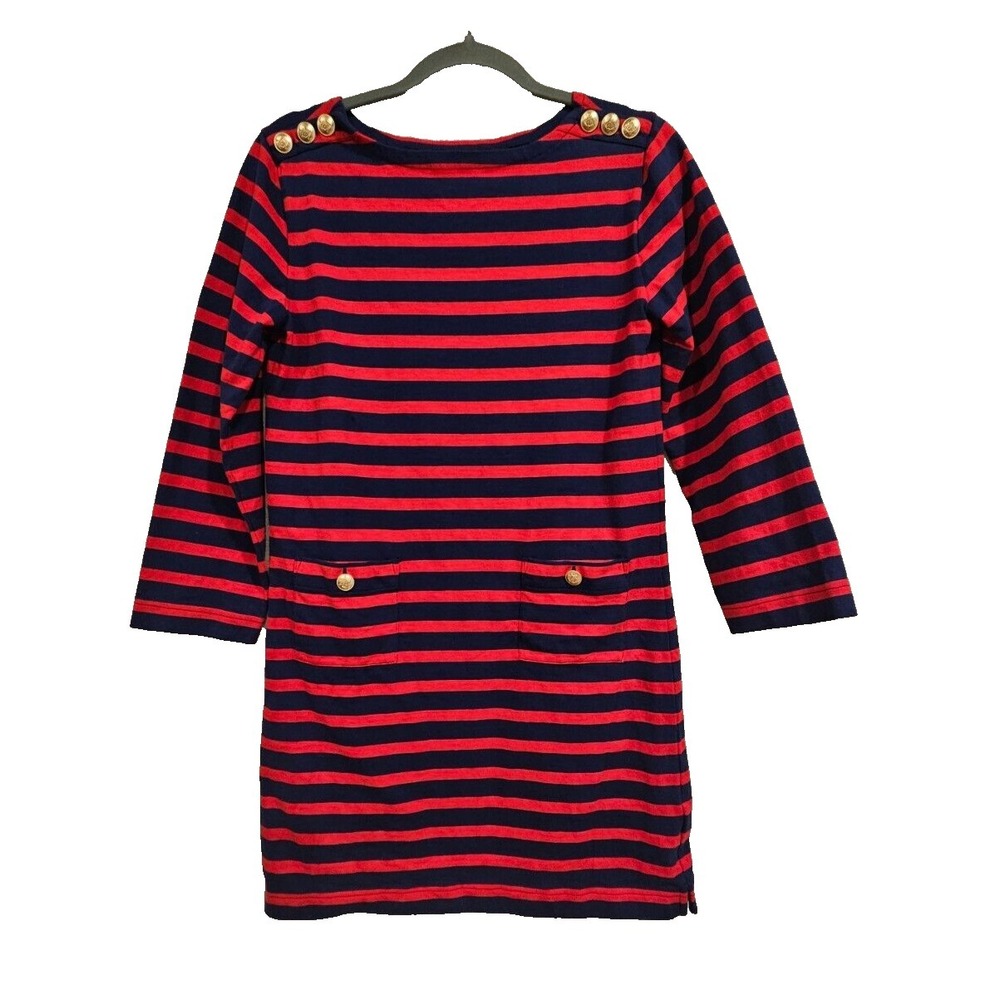 J. CREW Nautical Mariner Classic Fit Red & Navy-Blue Stripe Dress Size XS